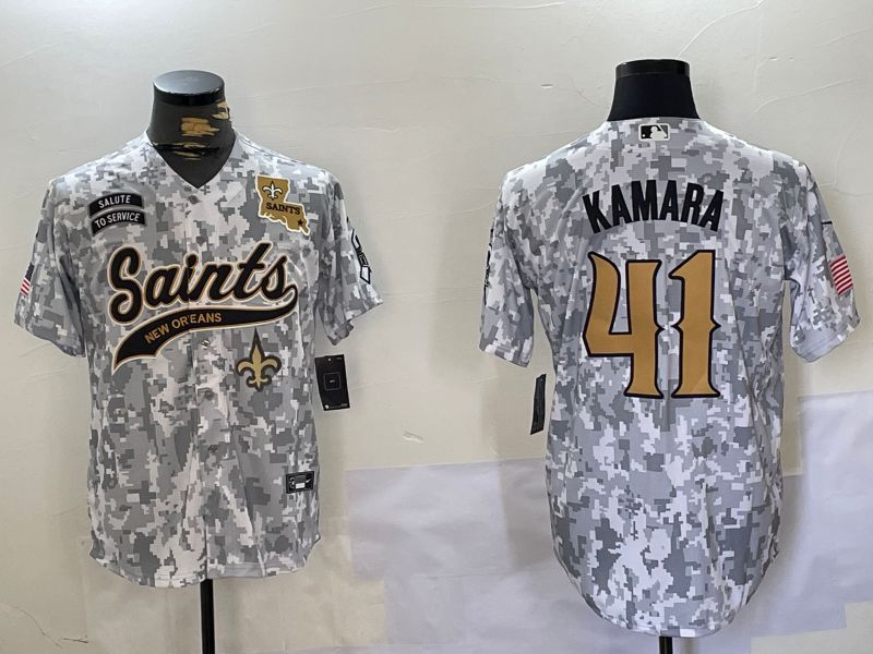 Men New Orleans Saints 41 Kamara Nike Arctic Camo 2024 Salute to Service Limited NFL Jersey style 2